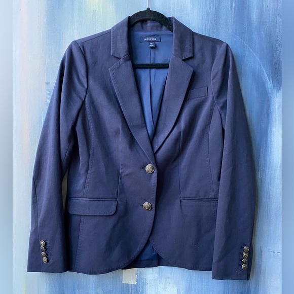 Lands' End Jackets & Blazers - Vintage LANDS END Navy Tailored Blazer with Notched Lapel & Chic Metal Buttons